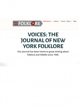 Voices-the Journal Of New York Folklore